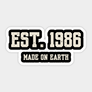 1986 Birthday Vintage Varsity Sticker